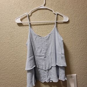 Emmetee Tiered Sleeveless Top, Light Blue Size XS